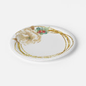 水エレガント色マグノリアと金ゴールドリース ペーパープレート (アングル)