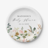 水エレガント色マグノリアス赤ちゃんシャワー ペーパープレート (正面)