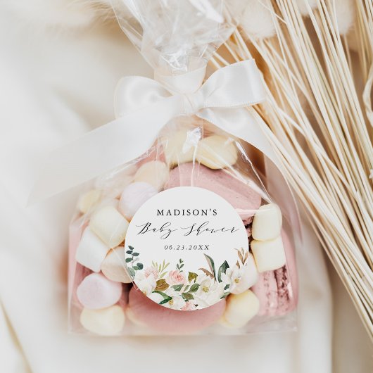 水エレガント色マグノリアス赤ちゃんシャワー ラウンドシール