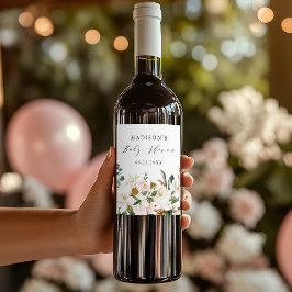 水エレガント色マグノリアス赤ちゃんシャワー ワインラベル