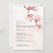 水エレガント色マグノリアブライダルシャワー 招待状 (正面)