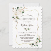 水エレガント色マグノリア花《キリスト教》洗礼式や命名式 招待状 (正面)