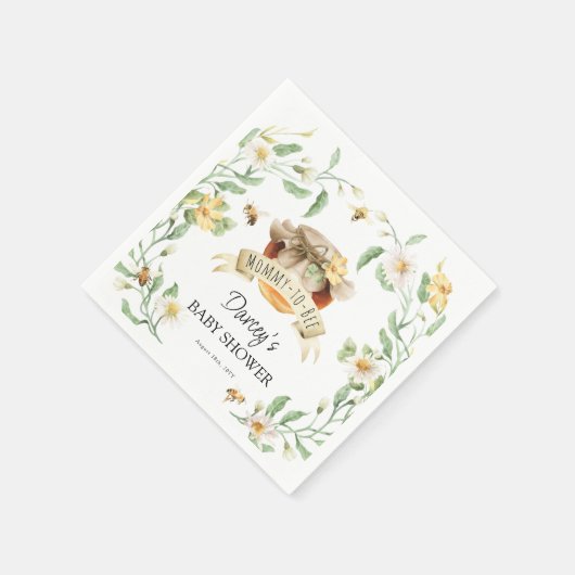 水エレガント色ママと蜂の蜂蜜の赤ちゃんシャワー スタンダードカクテルナプキン (角)