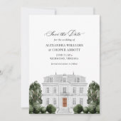 水エレガント色マンション日付カードを保存 招待状 (正面)