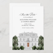 水エレガント色マンション日付カードを保存 招待状 (正面/裏面)