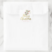 水エレガント色ミスタントー金ゴールドメリークリスマス スクエアシール (バッグ)