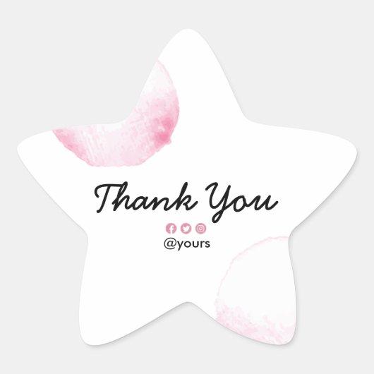 水エレガント色ミニマリストパステルピンクサンキュー 星シール (正面)