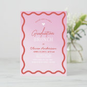 水エレガント色ミニマル卒業ブランチpi 招待状 (スタンド正面)