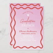 水エレガント色ミニマル卒業ブランチpi 招待状 (正面/裏面)