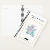 水エレガント色ミントモダンフラワーズゴルフバイク プランナー手帳 (ディスプレー)
