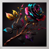 水エレガント色ムーディカラフルバラポスター ポスター (正面)