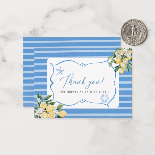 水エレガント色メイン絞りブライダルシャワー ノートカード (正面/裏面インサイチュ)