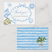 水エレガント色メイン絞りブライダルシャワー ノートカード (正面/裏面)