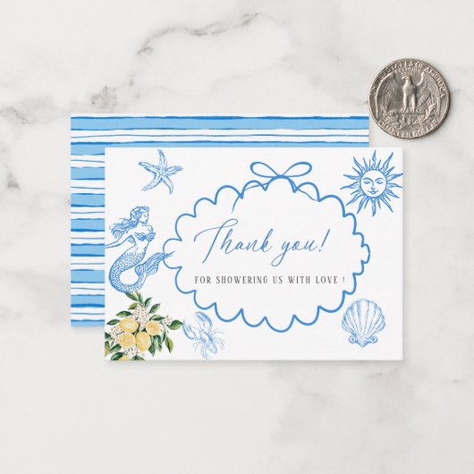 水エレガント色メイン絞りブライダルシャワー ノートカード (正面/裏面インサイチュ)