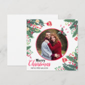 水エレガント色メリークリスマスカップルの写真 シーズンカード (正面/裏面)