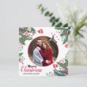 水エレガント色メリークリスマスカップルの写真 シーズンカード (スタンド正面)