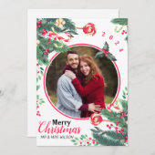 水エレガント色メリークリスマスカップルの写真 シーズンカード (正面/裏面)