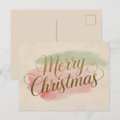 水エレガント色メリークリスマスカード シーズンポストカード (正面/裏面)