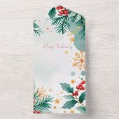 水エレガント色メリークリスマスカード – 離れ数 オールインワン招待状 (内側)