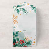 水エレガント色メリークリスマスカード – 離れ数 オールインワン招待状 (外側)