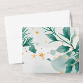 水エレガント色メリークリスマスカード – 離れ数 オールインワン招待状 (裏面)