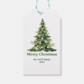 水エレガント色メリークリスマスツリー非写真 ギフトタグ (正面)