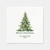 水エレガント色メリークリスマスツリー非写真 スタンダードカクテルナプキン (正面)