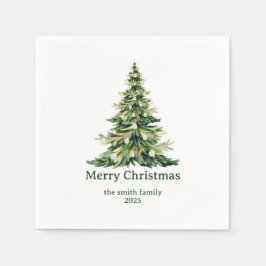 水エレガント色メリークリスマスツリー非写真 スタンダードカクテルナプキン