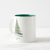 水エレガント色メリークリスマスツリー非写真 ツートーンマグカップ (正面左)