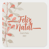 水エレガント色メリークリスマスフェリズナタルGIF スクエアシール (正面)