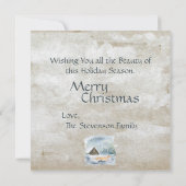 水エレガント色メリークリスマスホリデーカード (裏面)