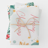 水エレガント色メリークリスマスラッピング紙 ラッピングペーパーシート (インサイチュ)