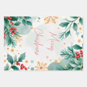 水エレガント色メリークリスマスラッピング紙 ラッピングペーパーシート (正面)