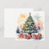 水エレガント色メリーモダンクリスマスツリー シーズンカード (正面/裏面)