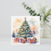 水エレガント色メリーモダンクリスマスツリー シーズンカード (スタンド正面)