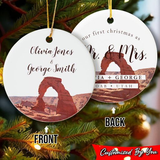 水エレガント色モアブ私たちの初めてのクリスマス セラミックオーナメント