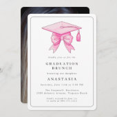 水エレガント色モダン卒業ブランチ 招待状 (正面/裏面)