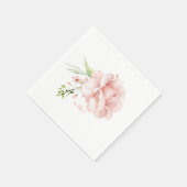 水エレガント色モノグラムピンクフローラカクテル スタンダードカクテルナプキン (角)