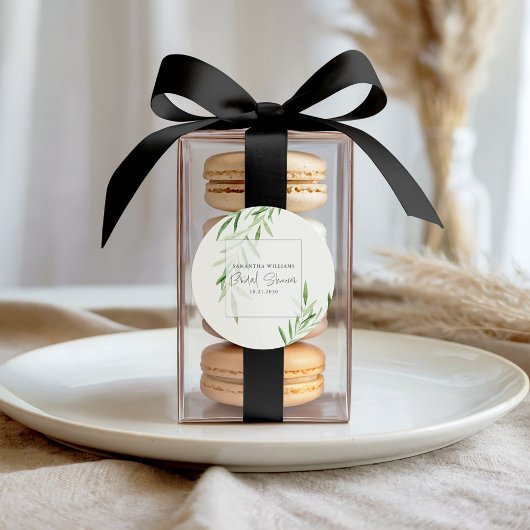 水エレガント色ヤナギ緑ブライダルシャワー ラウンドシール