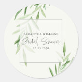 水エレガント色ヤナギ緑ブライダルシャワー ラウンドシール (正面)