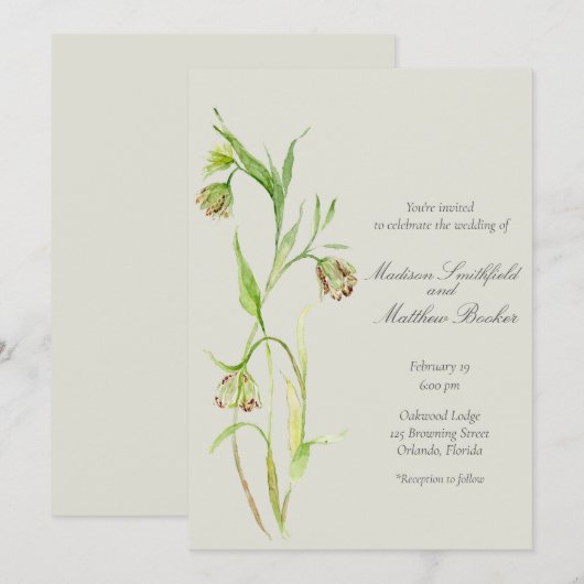 水エレガント色ユリ 招待状 (正面/裏面)