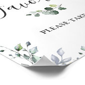 水エレガント色ユーカリの結婚兆候 ポスター (角)