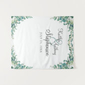 水エレガント色ユーカリの結婚写真ブース タペストリー (正面(横))