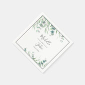 水エレガント色ユーカリの葉名結婚の スタンダードカクテルナプキン (角)