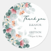 水エレガント色ユーカリの野結婚花 ラウンドシール (正面)