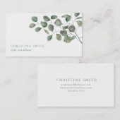 水エレガント色ユーカリシンプルグリーンリー 名刺 (正面/裏面)