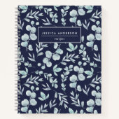 水エレガント色ユーカリパーソナライズされたレシピ ノートブック (正面)