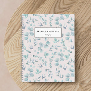 水エレガント色ユーカリパーソナライズされたレシピ ノートブック
