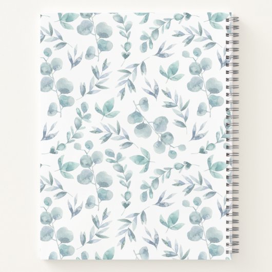 水エレガント色ユーカリパーソナライズされたレシピ ノートブック (裏面)