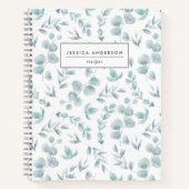 水エレガント色ユーカリパーソナライズされたレシピ ノートブック (正面)